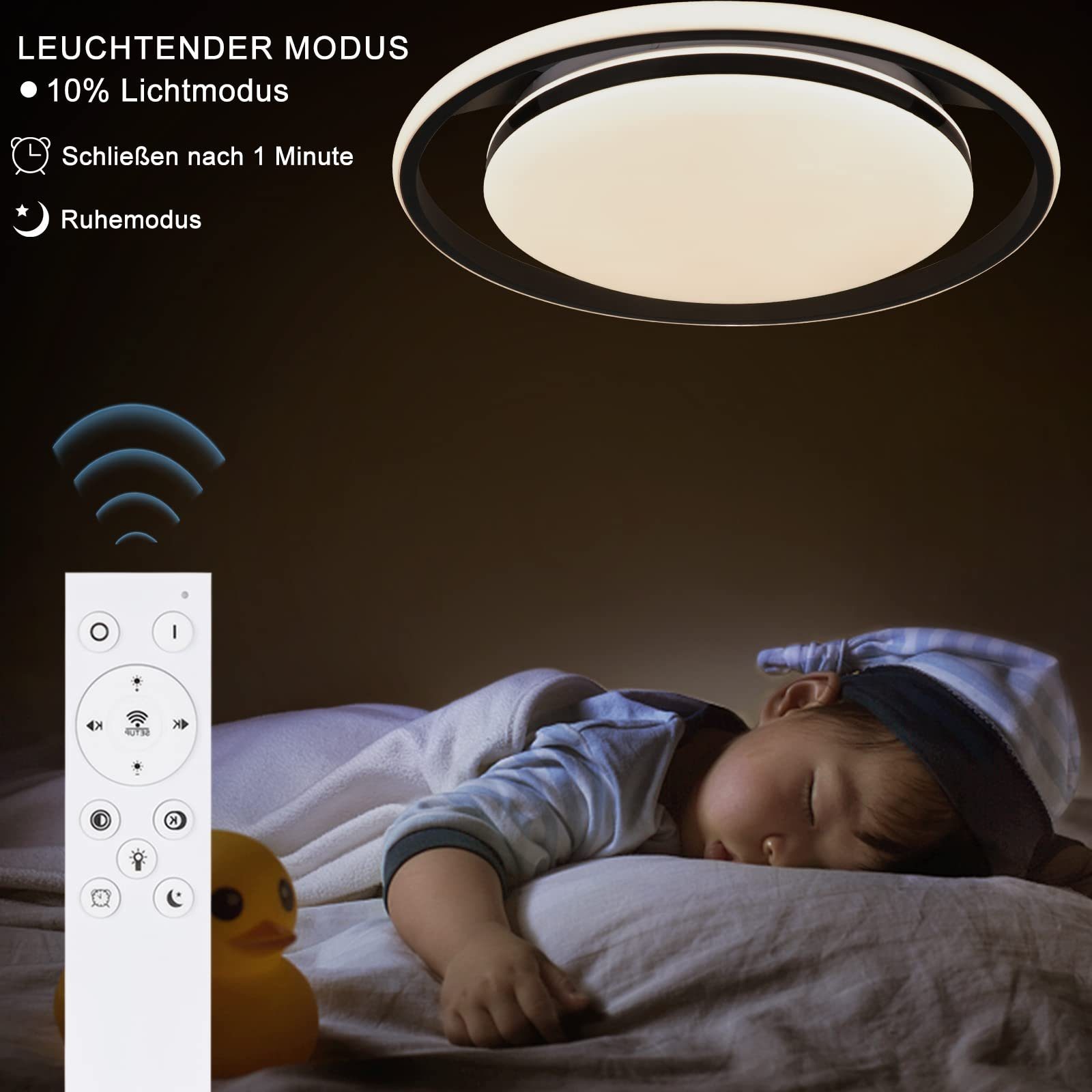 ZMH Pyöreä LED-kattovalaisin pyörällisellä muotoilulla, himmennettävä, kaukosäädin, 42 W