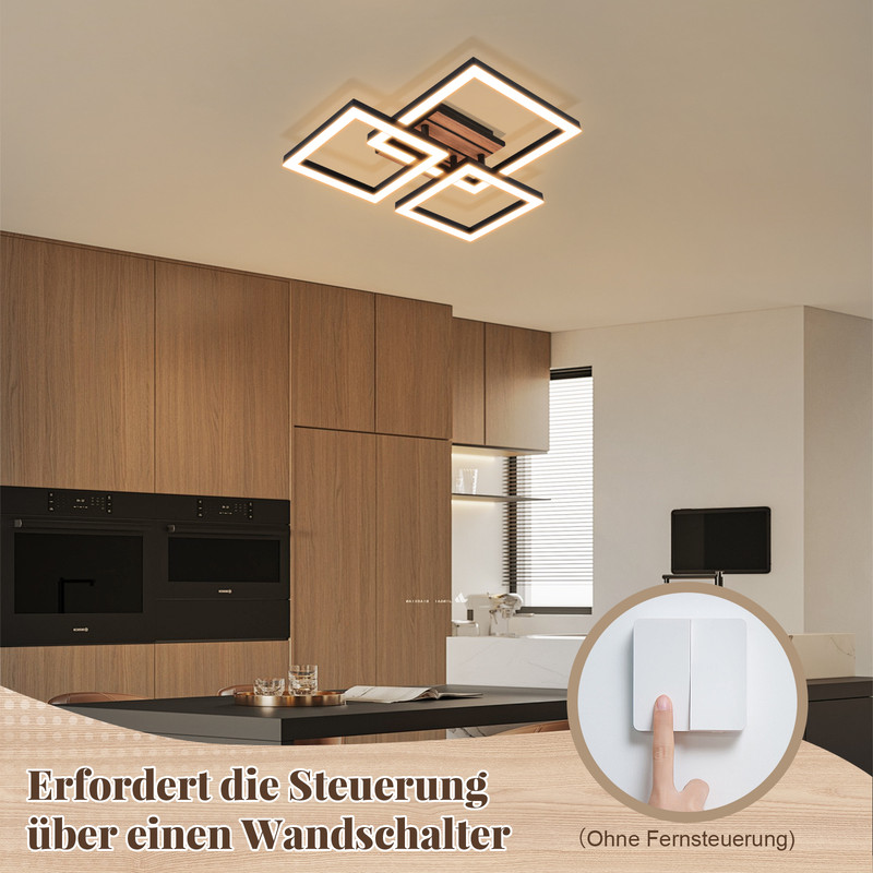 ZMH 38 cm:n 21 W:n LED-kattovalaisin, geometrinen neliönmuotoinen, lämmin valkoinen olohuoneeseen