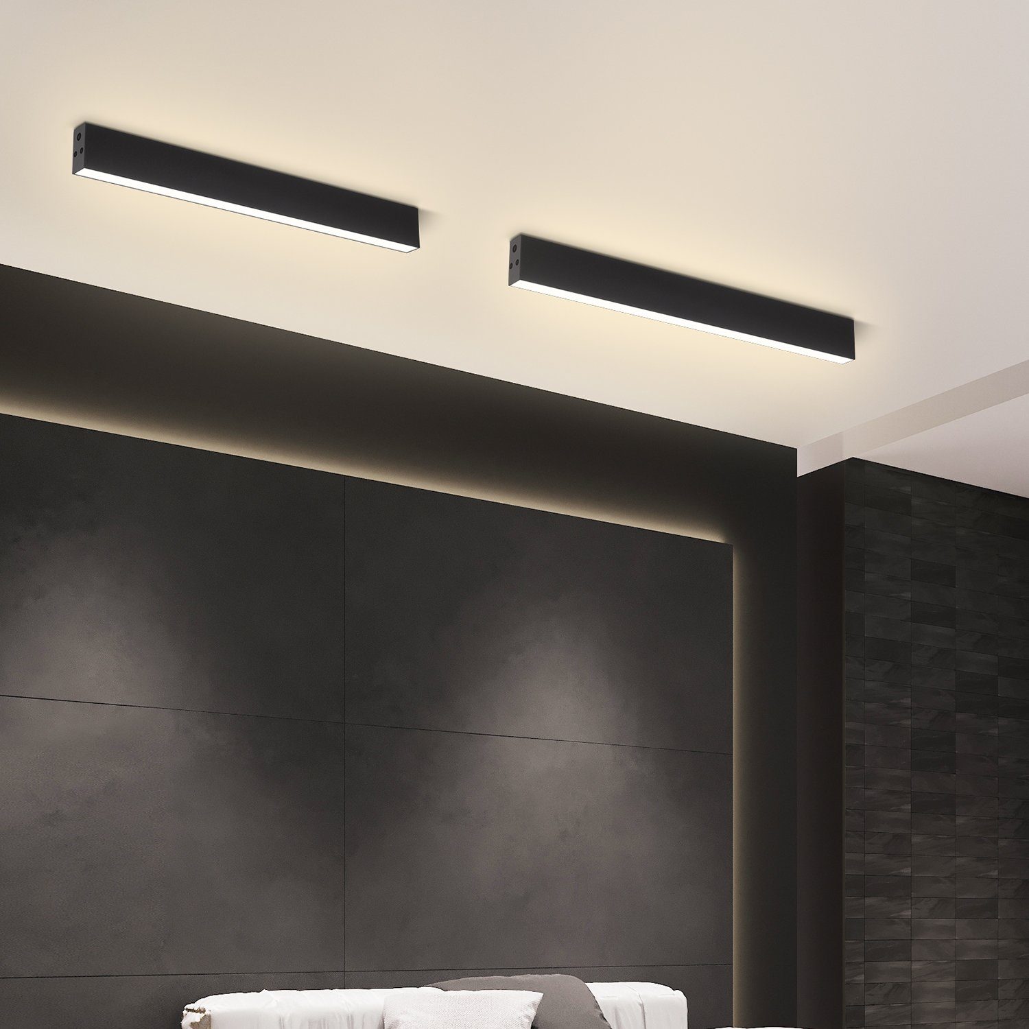 NETTLIFE moderni LED - kattovalaisin, 536cm musta, himmennettäväKaukosäätimellä, 17W, pitkäKattopöytävalaisin, olohuoneeseen ja, makuuhuoneeseen