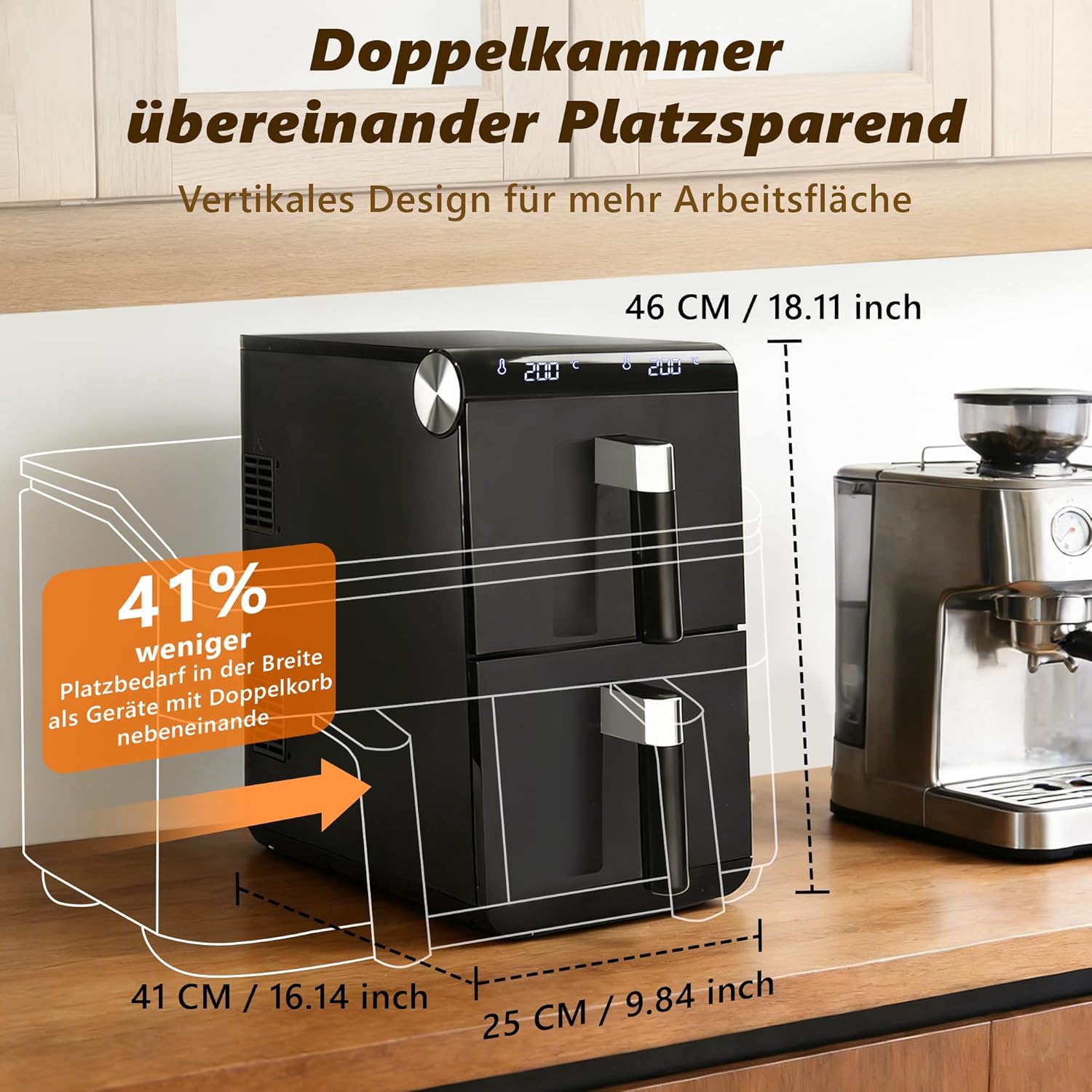 NETTLIFE Kaksiosainen tiskikone, 11 L, 13 ohjelmaa, kaksoistyötila, 2800 W, kosketusnäyttö, ajastin, tiskiinkelpoiset korit