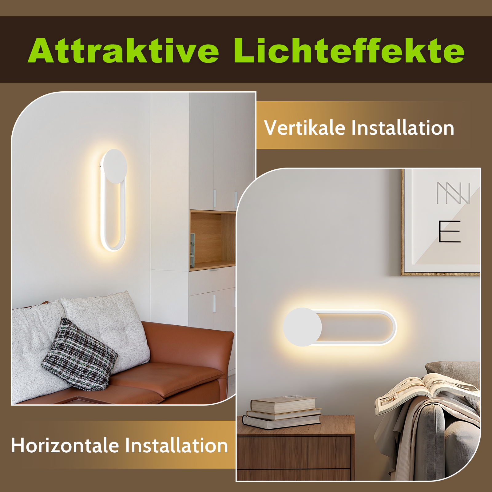 ZMH LED-seinävalaisin – 12 W, 41 cm, 3000 K Moderni ja minimalistinen muotoilu