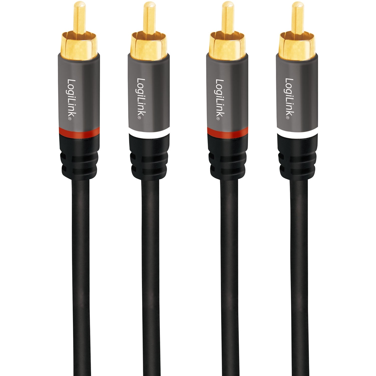 RCA-äänikaapeli, 2x RCA uros - 2x RCA uros, 0,5 m, kullattu