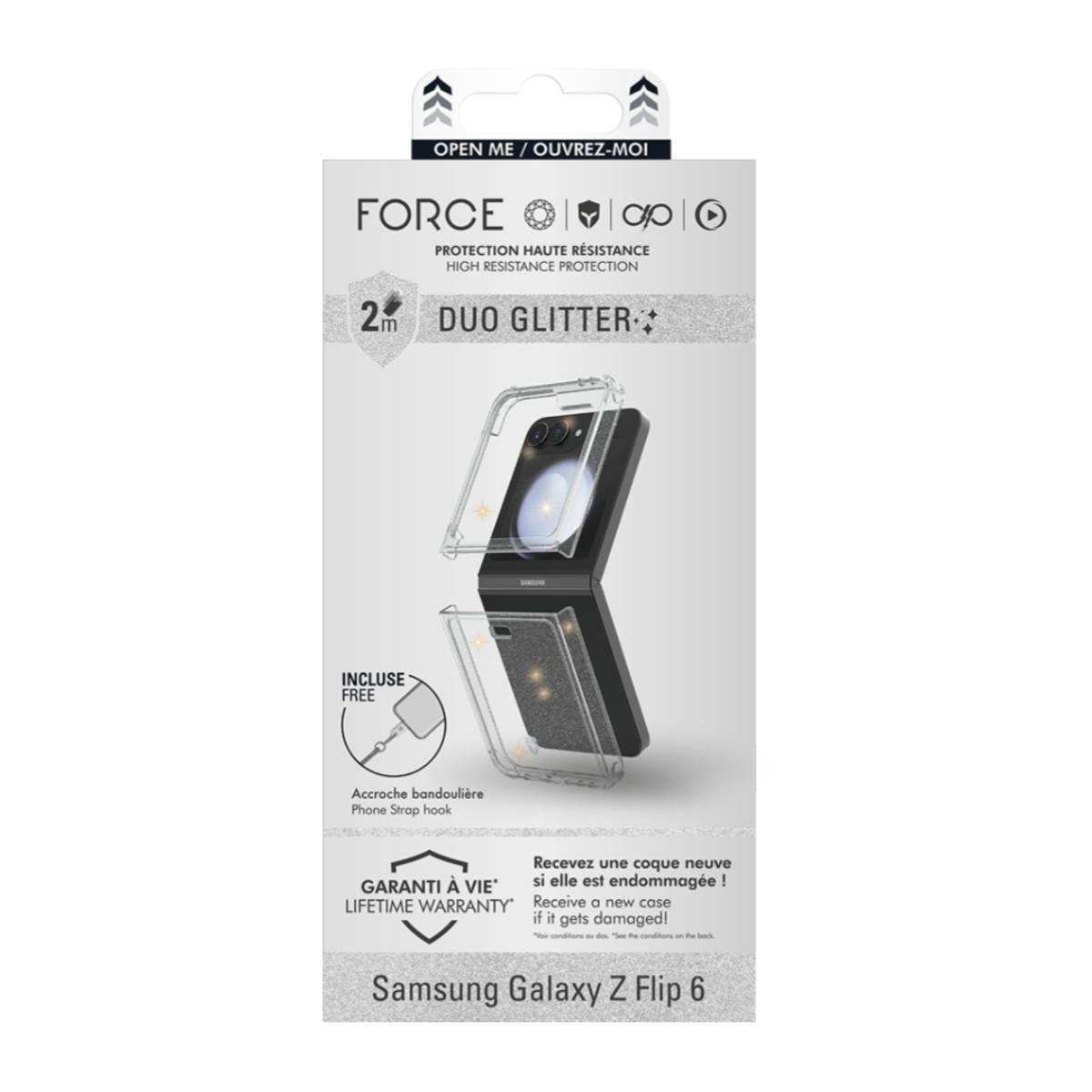 Suojakuori Samsung Galaxy Z Flip 6:lle, vahvistettu glitterillä