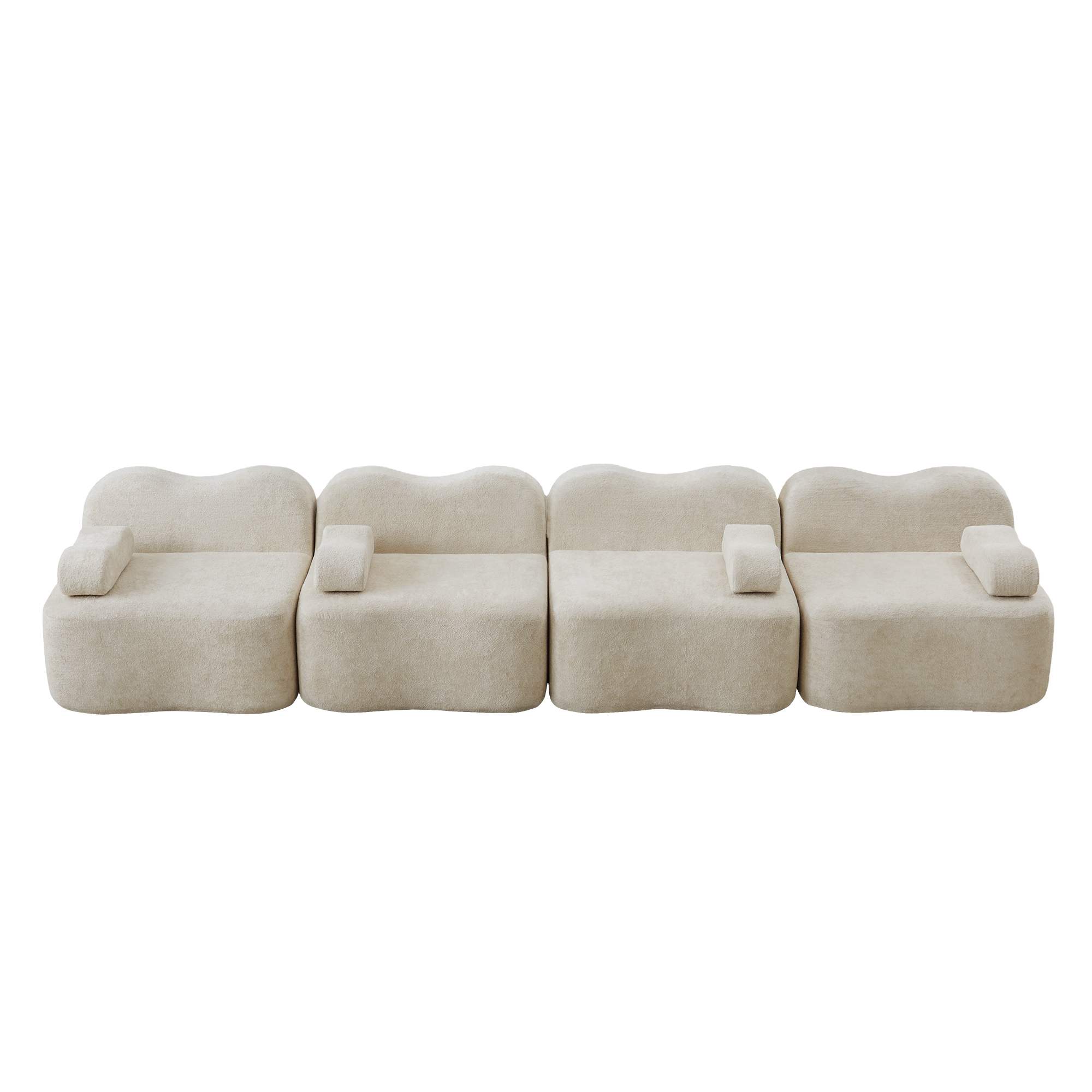 moduulisohva 4-paikkainen beige sametti moderni säädettävä