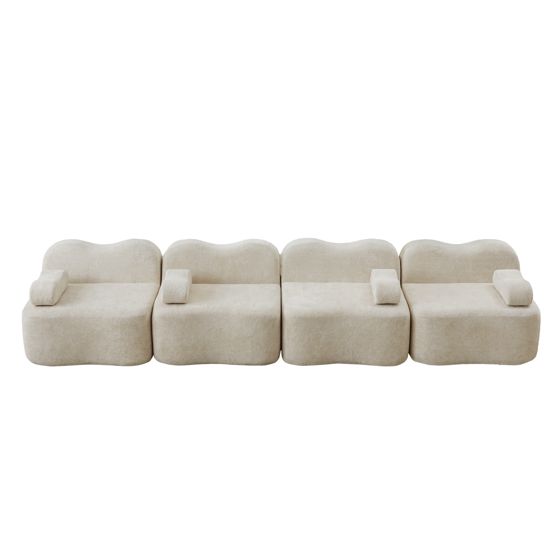 moduulisohva 4-paikkainen beige sametti moderni säädettävä
