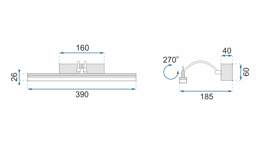 TOOLIGHT seinävalaisin LED APP372-1W kromi, 18,5x39x6cm
