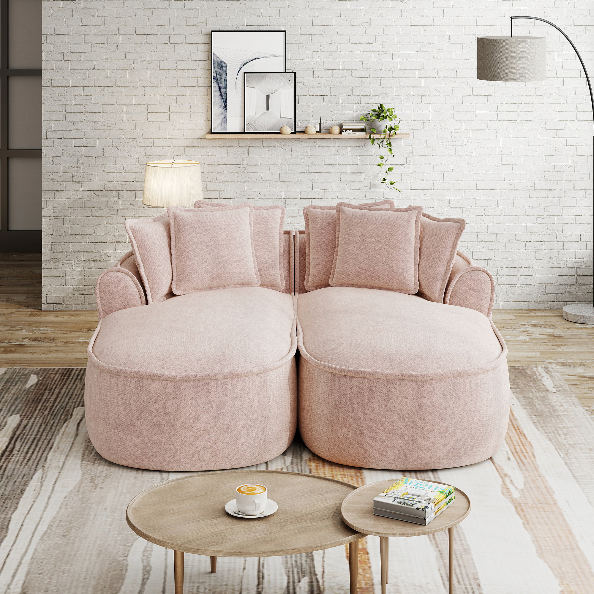 moduulisohva 2-paikkainen pinkki chenille moderni vuodesohva