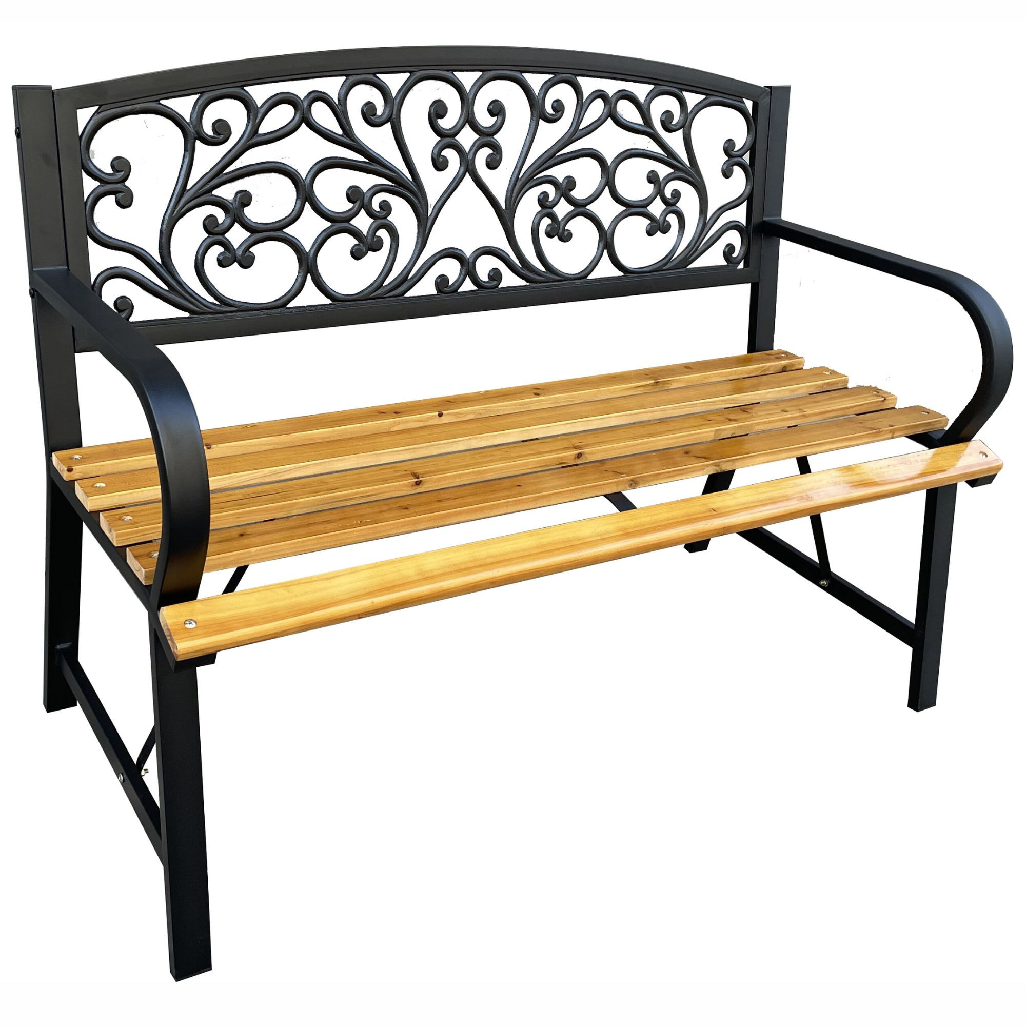 Akord Puutarhapenkki Nerina Musta/Luonnonpuu 118x51x87