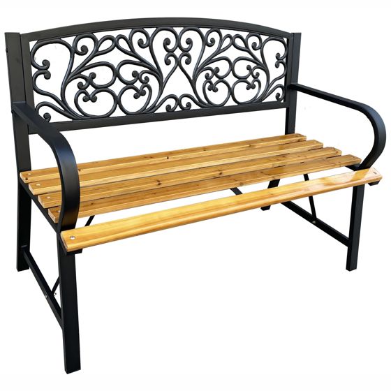 Akord Puutarhapenkki Nerina Musta/Luonnonpuu 118x51x87