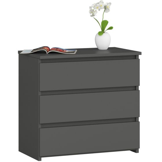 Akord Lipasto 3 laatikkoa Grafiitti Kiiltävä 60x35x57