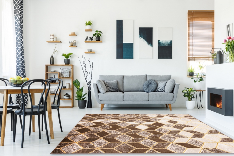 Matto MEFE moderni B400 Kuutio, geometrinen 3D - tumma beige 120x170 cm