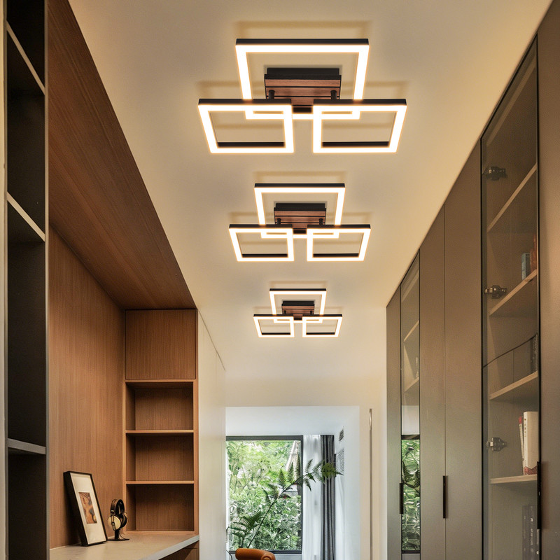 ZMH 38 cm:n 21 W:n LED-kattovalaisin, geometrinen neliönmuotoinen, lämmin valkoinen olohuoneeseen