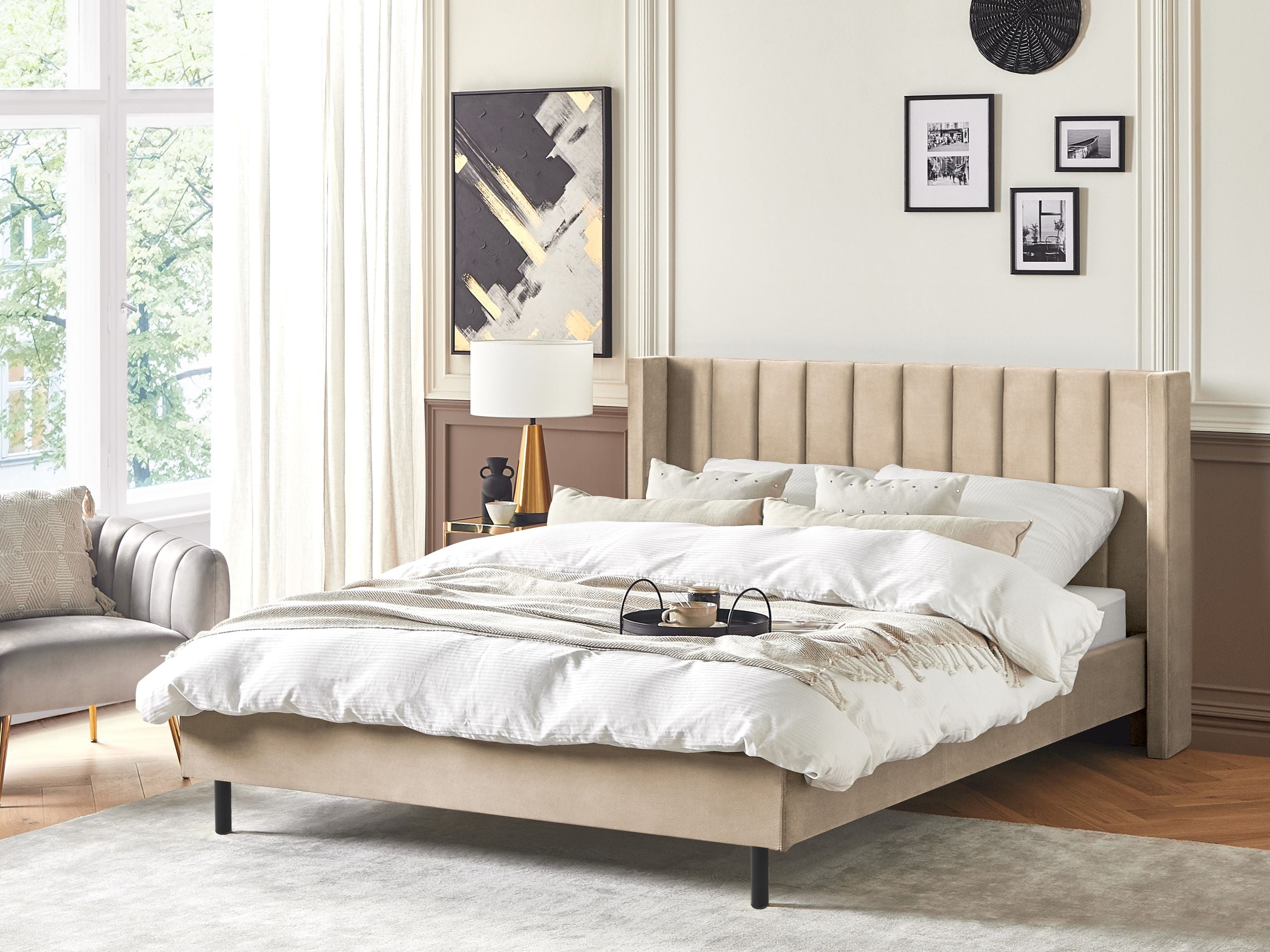 Sänky Sametti VILLETTE 180 x 200 cm Beige