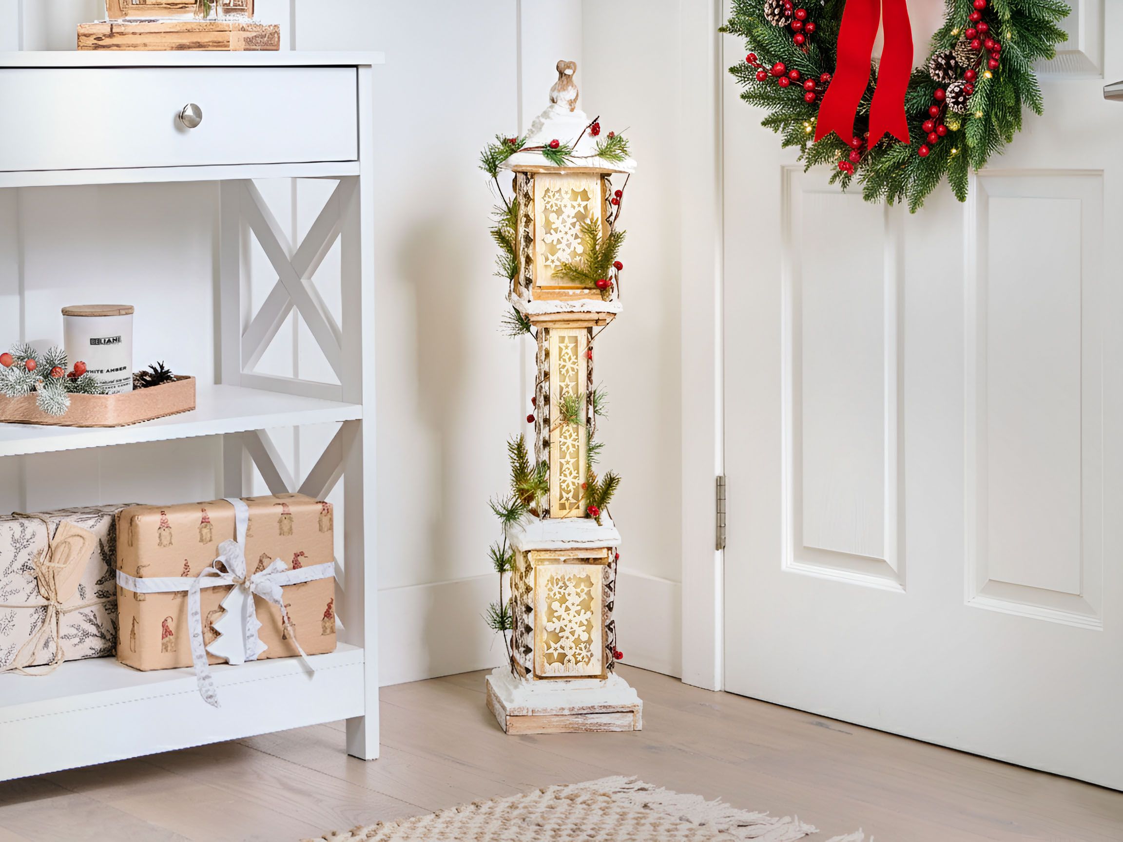 Joulukoriste LED-valo LENTIRA Valopylväs 80 cm Vaaleanruskea