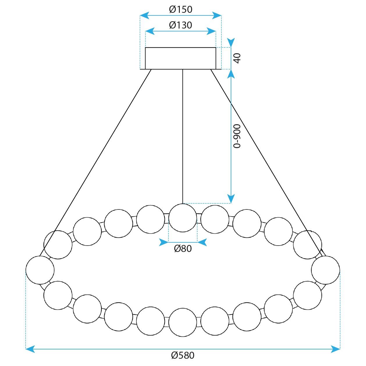 TOOLIGHT riippuva kattovalaisin LED G025-CP kulta, 58x58x90cm