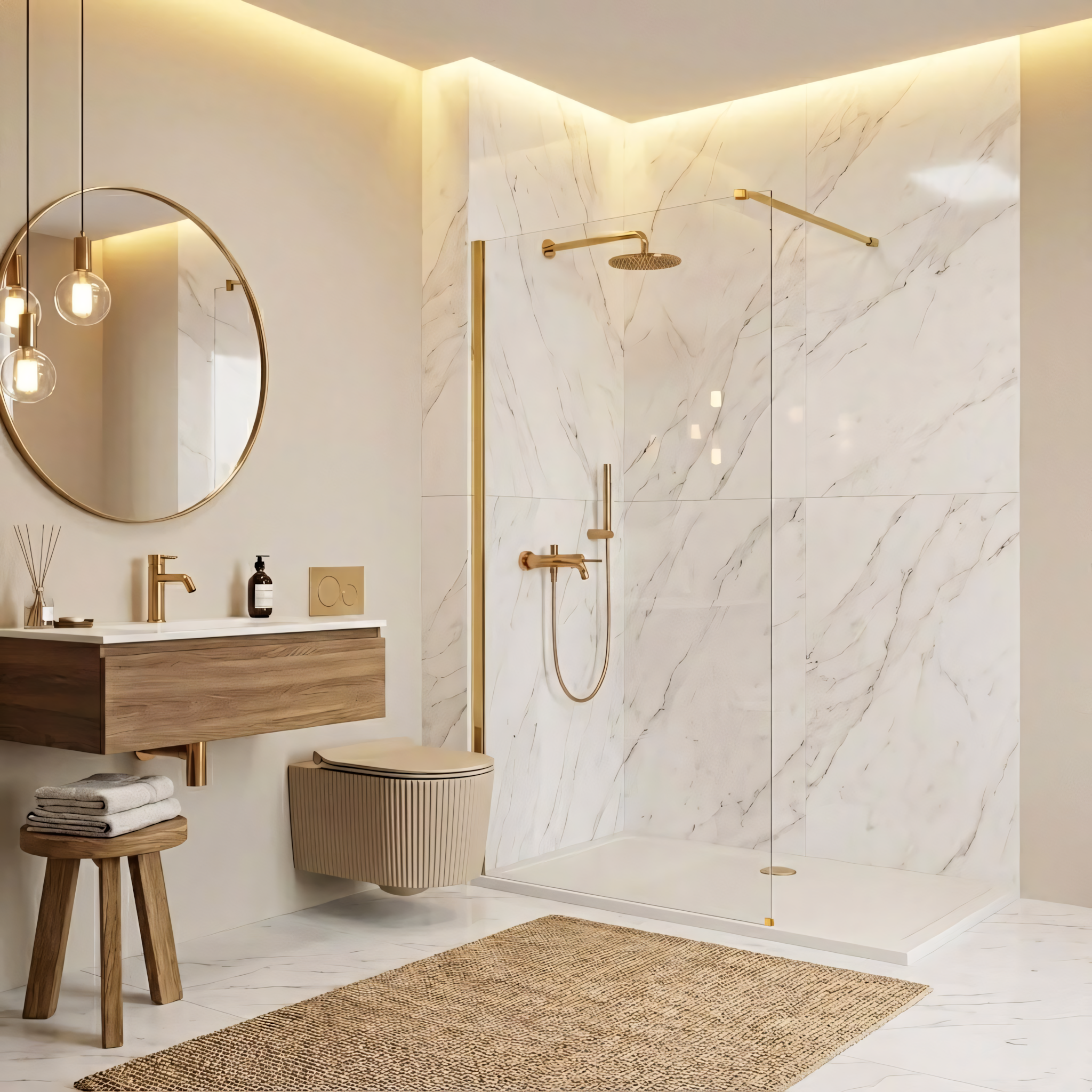 REA Suihkuseinä Flexi Transparent 80 Kulta, 80X195CM