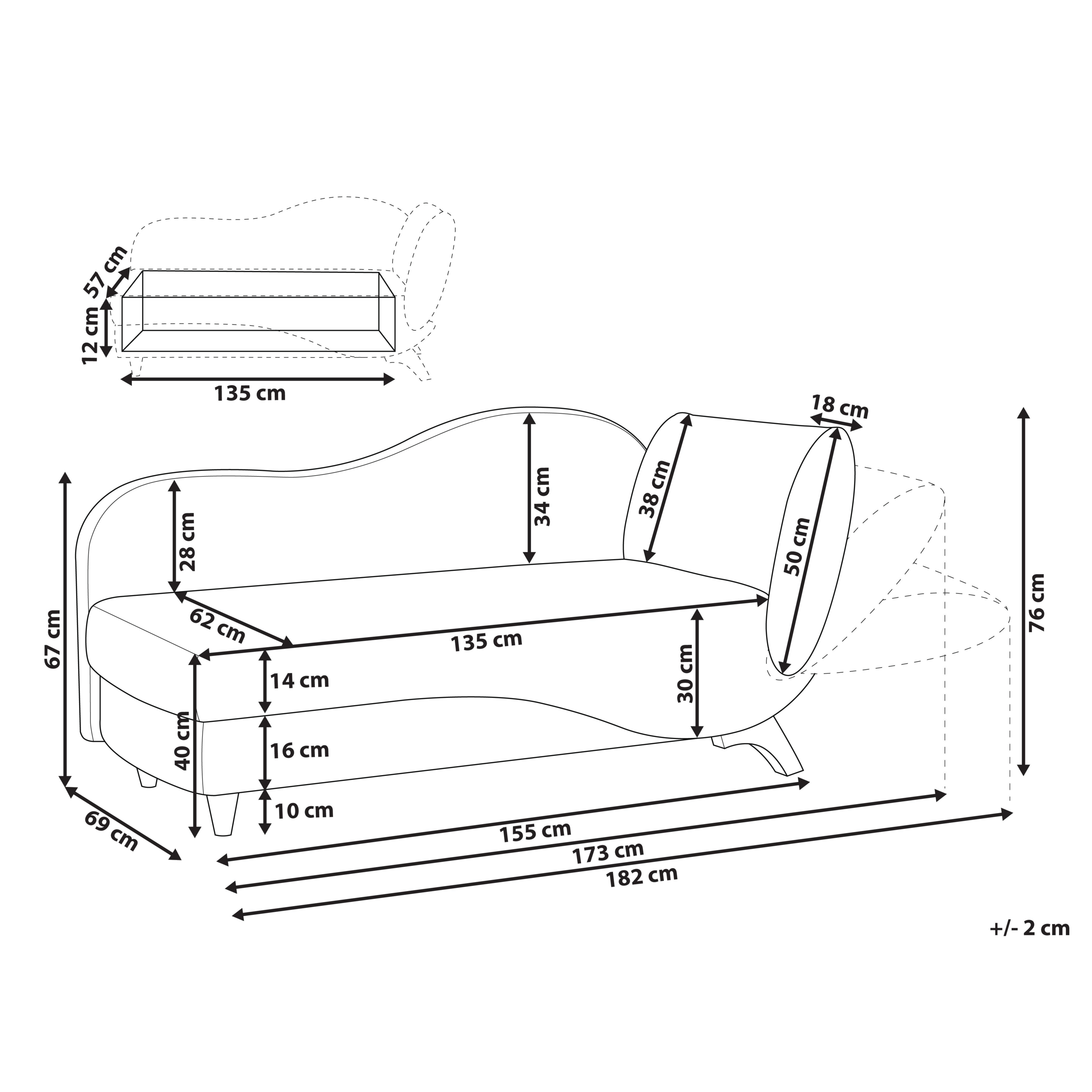 Divaani oikea MERI keinopellava Beige säilytystila