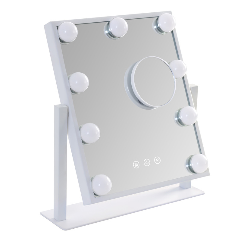 NETTLIFE Hollywood-peili valolla - Meikkipeili 9 LEDillä, pieni meikkipeili, jossa valon kierto, 3 tilaa