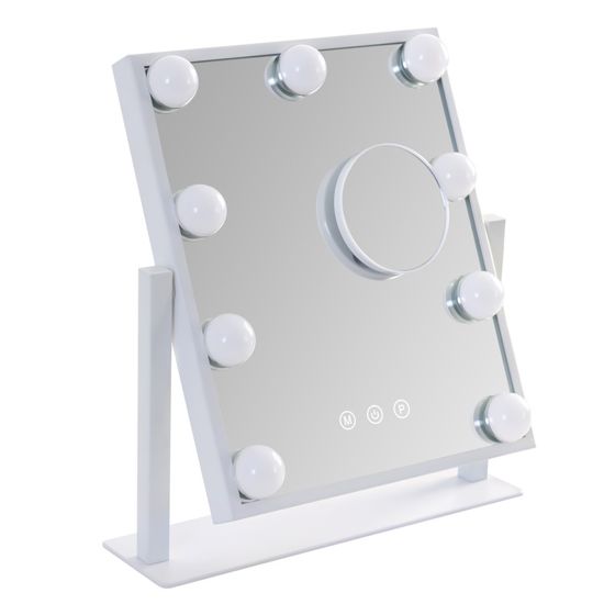 NETTLIFE Hollywood-peili valolla - Meikkipeili 9 LEDillä, pieni meikkipeili, jossa valon kierto, 3 tilaa