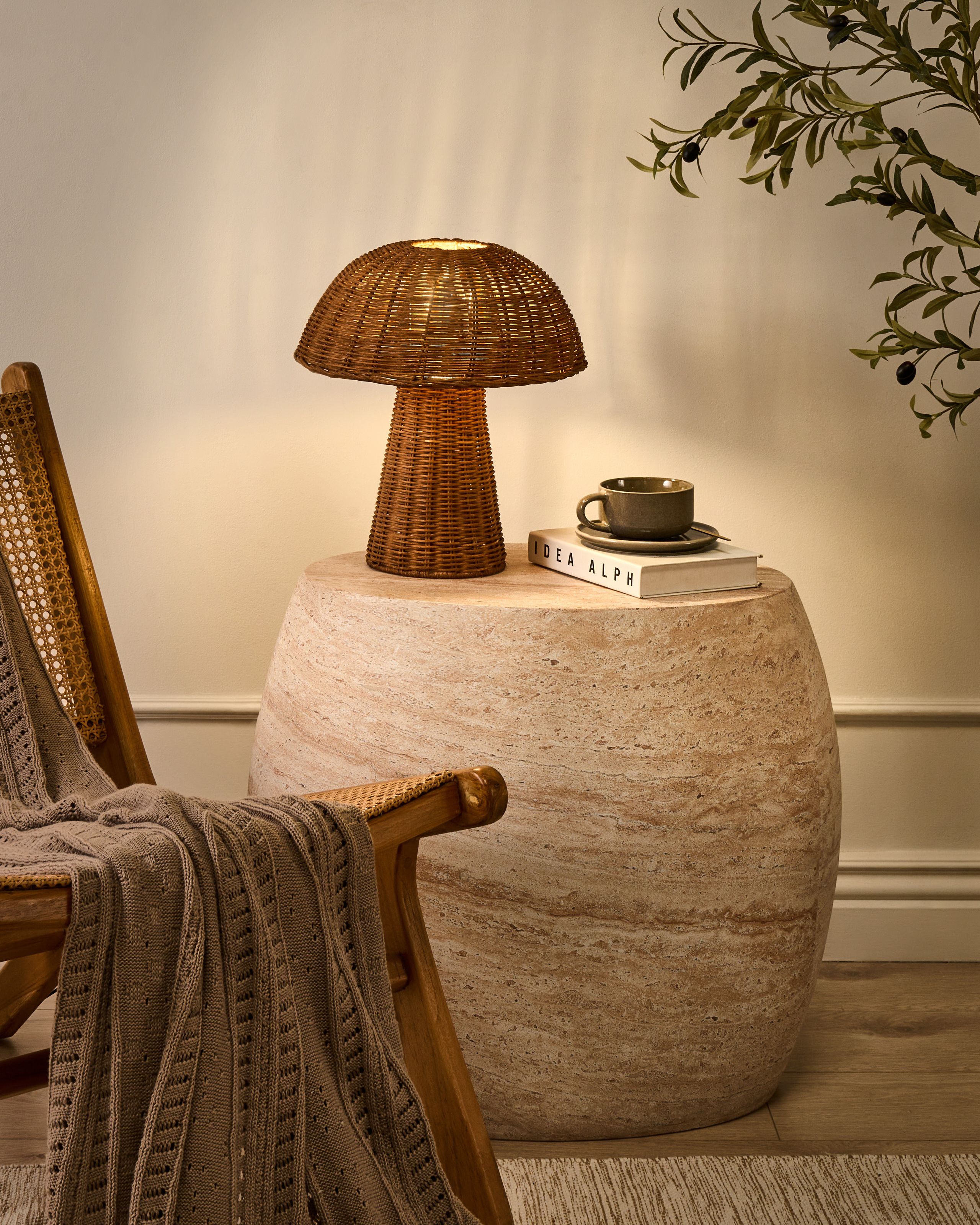 Pöytävalaisin Sieni ALERO rottinki Luonnonväri