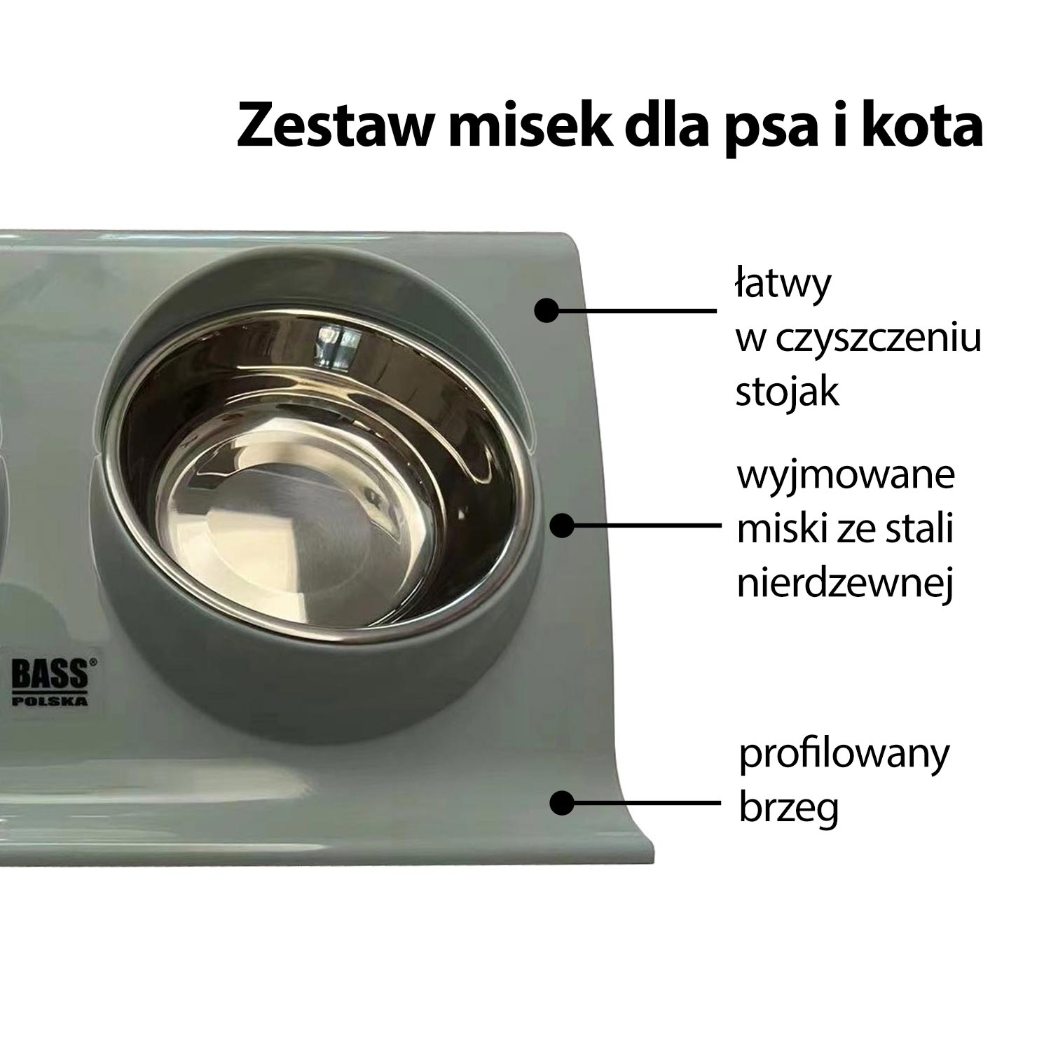 Koiran ja kissan ruokakuppi muovitelineellä, 2 kpl