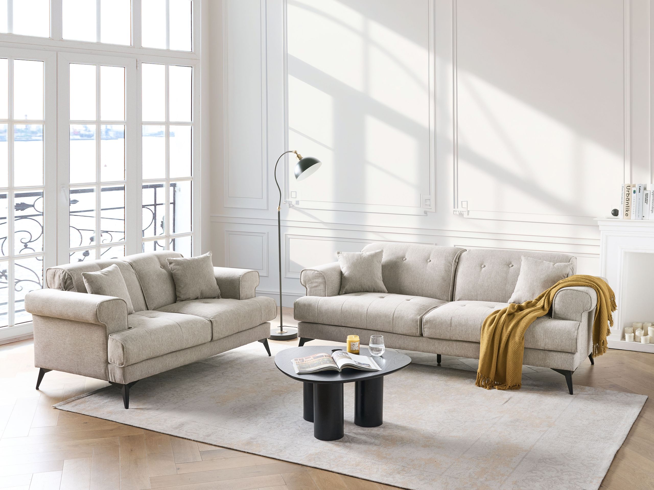 Sohvaryhmä 5-istuttava SKIVE kangas Ruskeanharmaa