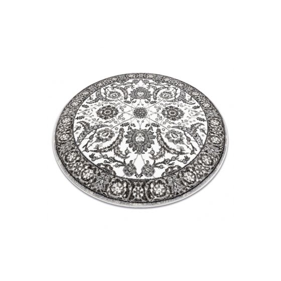 Matto MATEO 8037/644 pyöreä Klassinen kehyskuviolla, kukat - rakenne harmaa pyöreä 100 cm