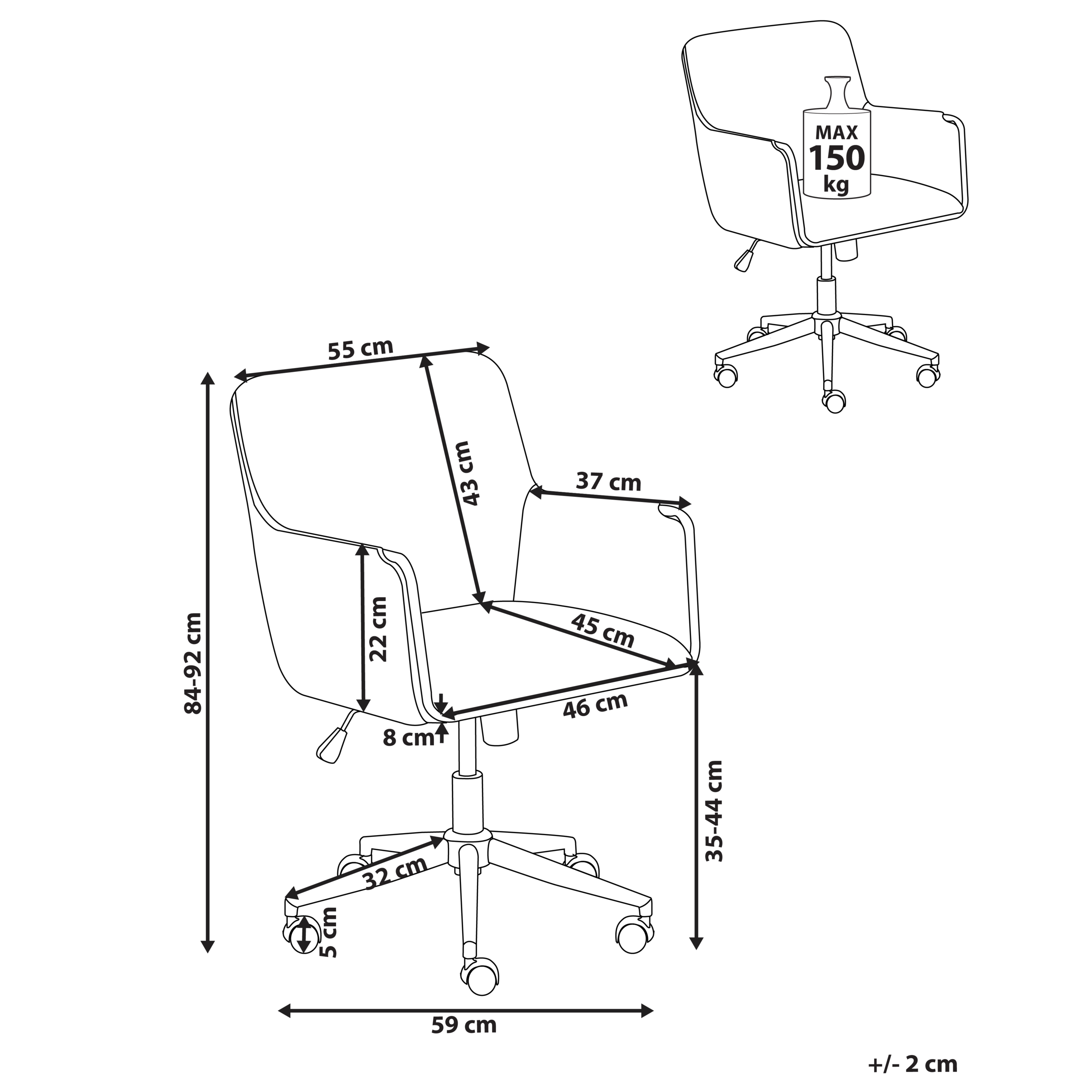 Työtuoli ALTONA sametti Luonnonvalkoinen