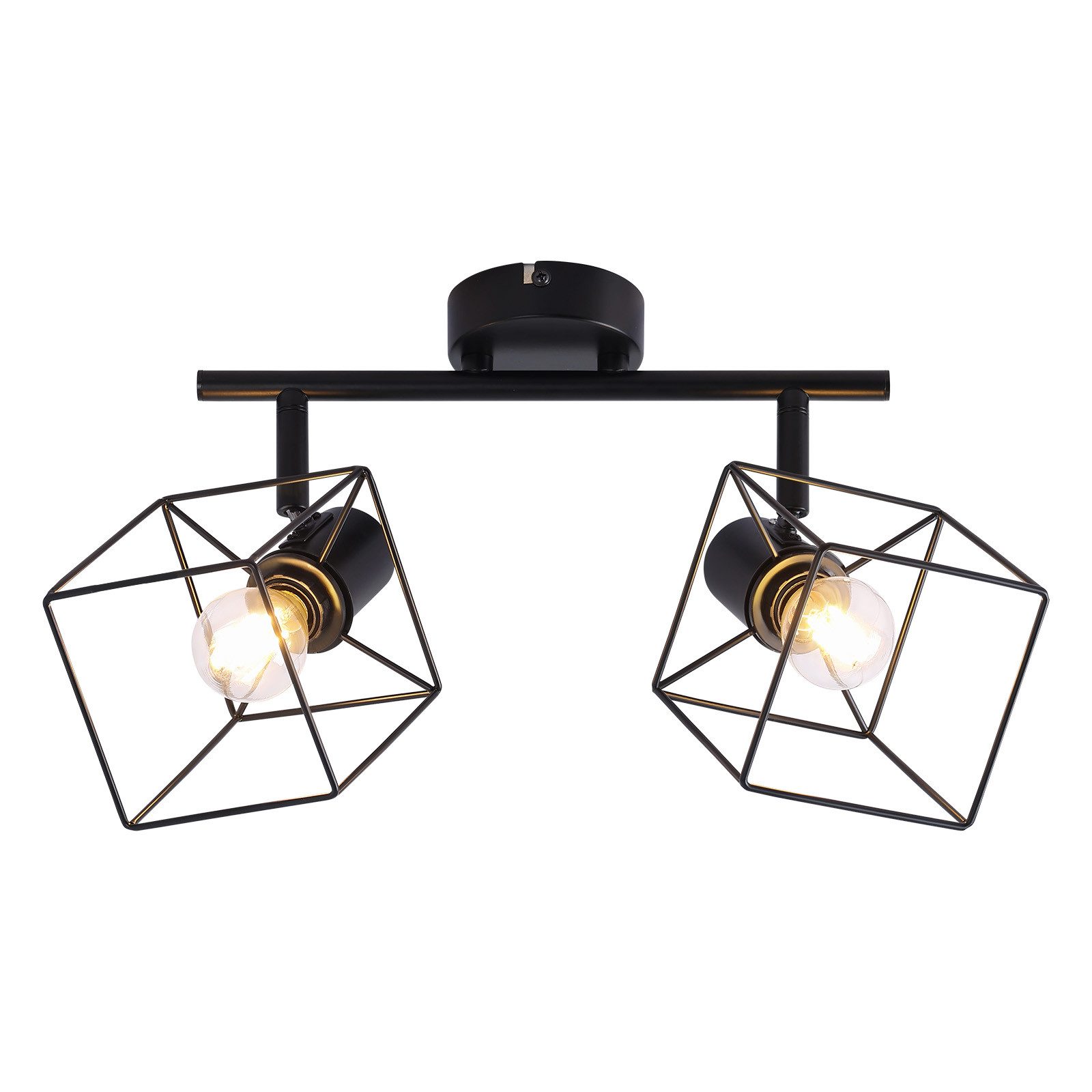 NETTLIFE musta kattokohdevalaisin E14 350° kääntyvä vintage - metallinen kattovalaisin ilman lamppua makuuhuoneeseen