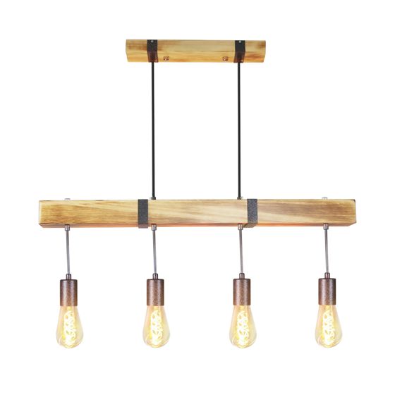 NETTLIFE - riippuvalaisin, 4 lamppua, E27, halkaisija, 80cm, retrotyylinen, puupalkki, ruokailuhuone Keittiö, max. 25W