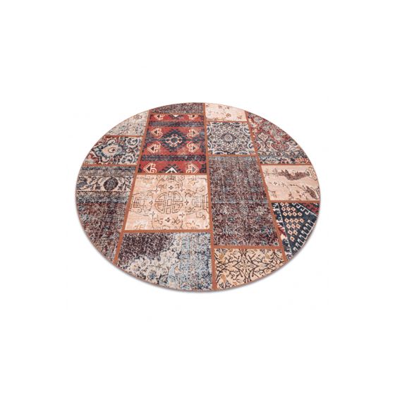 ANTIKA ancient rust matto pyöreä, moderni tilkkutyö pesu, kreikkalainen - terrakotta pyöreä 200 cm