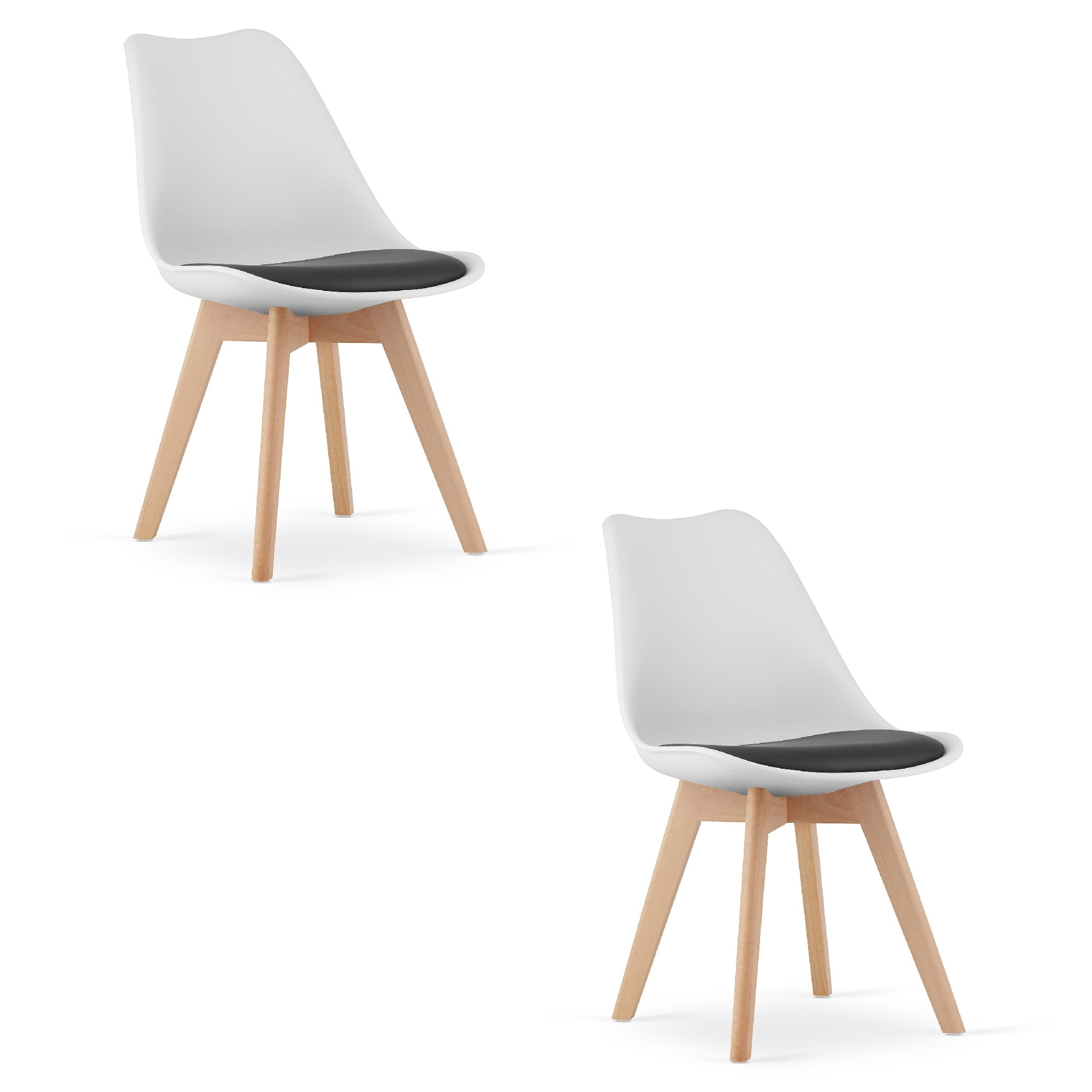 MARK-tuoli, valko-musta, luonnonväriset jalat, 2 kappaletta