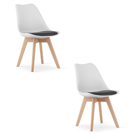 MARK-tuoli, valko-musta, luonnonväriset jalat, 2 kappaletta