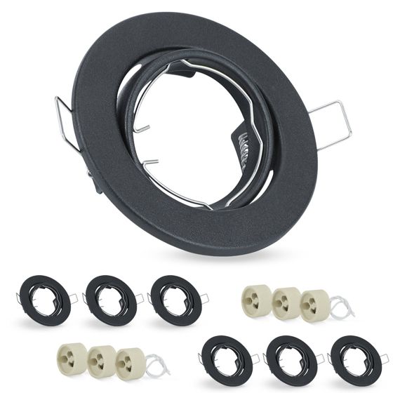 NETTLIFE - setti 6 upotettavaa LED - kohdevaloa GU10, säädettävä, 30°, pyöreä, sis. pistorasian, krominen halogeenikehys, sopii valaistuskeskukseen