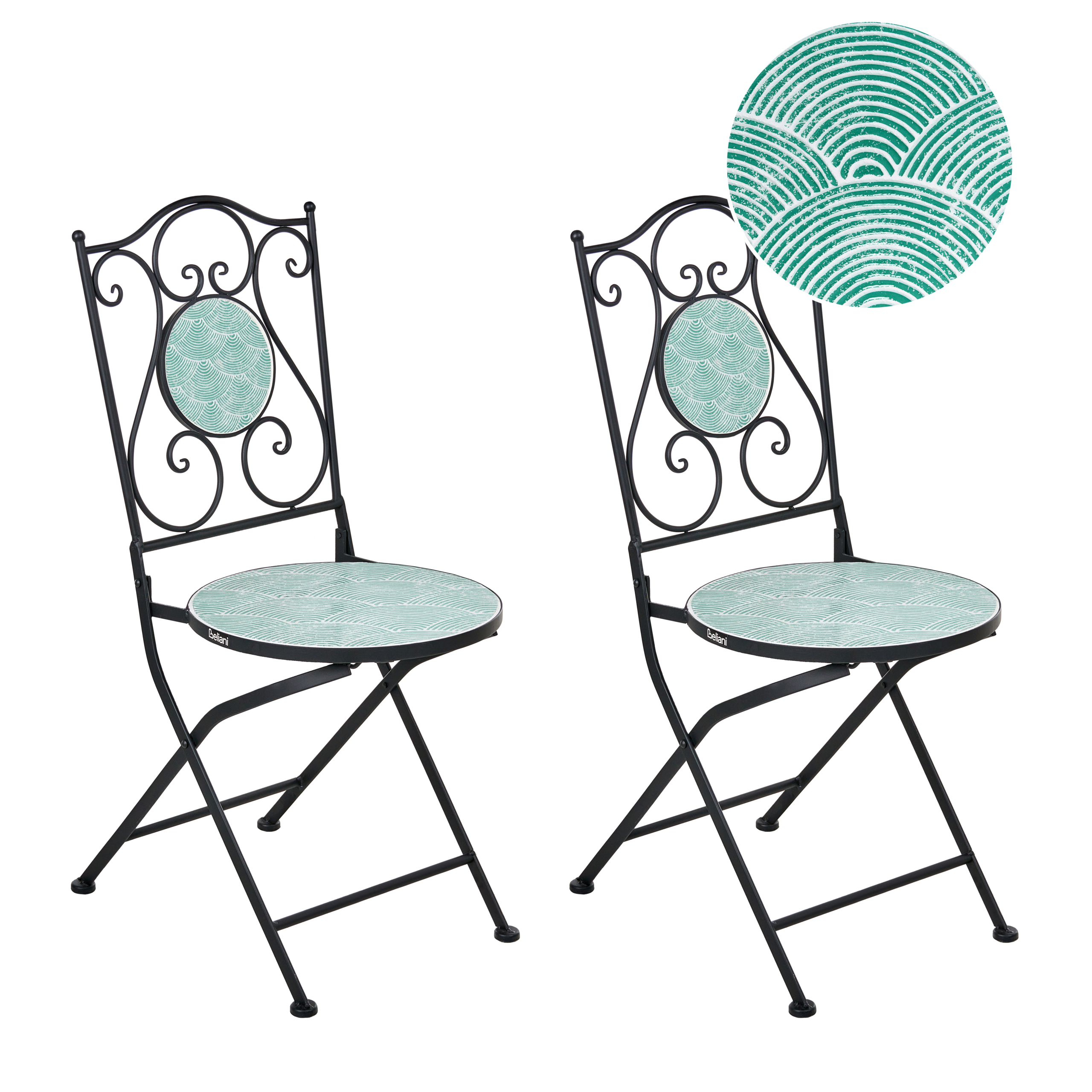 Puutarhatuolisetti 2 kpl ANAPO taitettava metalli Musta