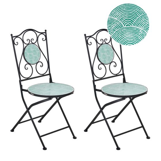 Puutarhatuolisetti 2 kpl ANAPO taitettava metalli Musta