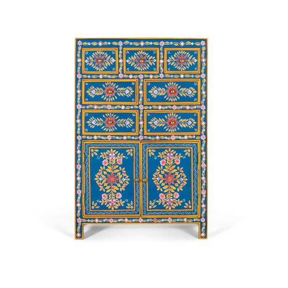Korkea senkki, käsintehty mangopuusta ja MDF-levyistä, 122 cm