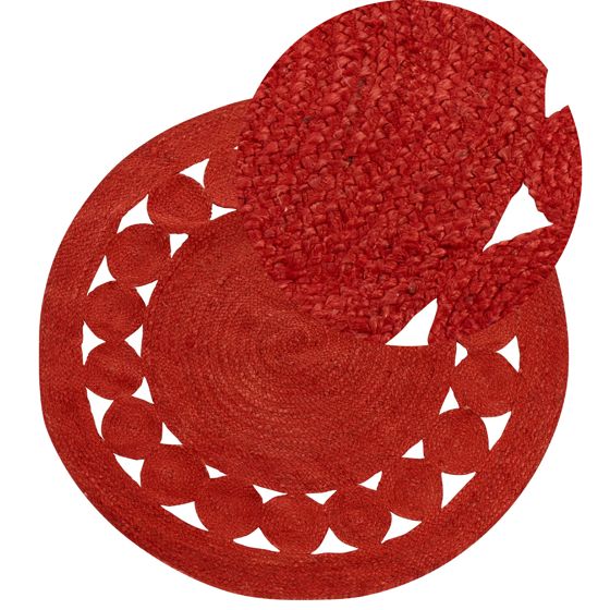 Matto KOYUNLU Punainen ø 120 cm juutti