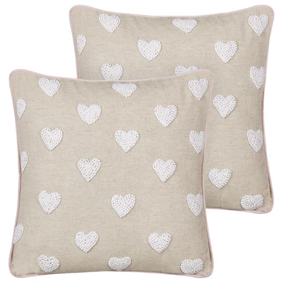 Koristetyynysetti 2 kpl GAZANIA puuvilla 45 x 45 cm Beige