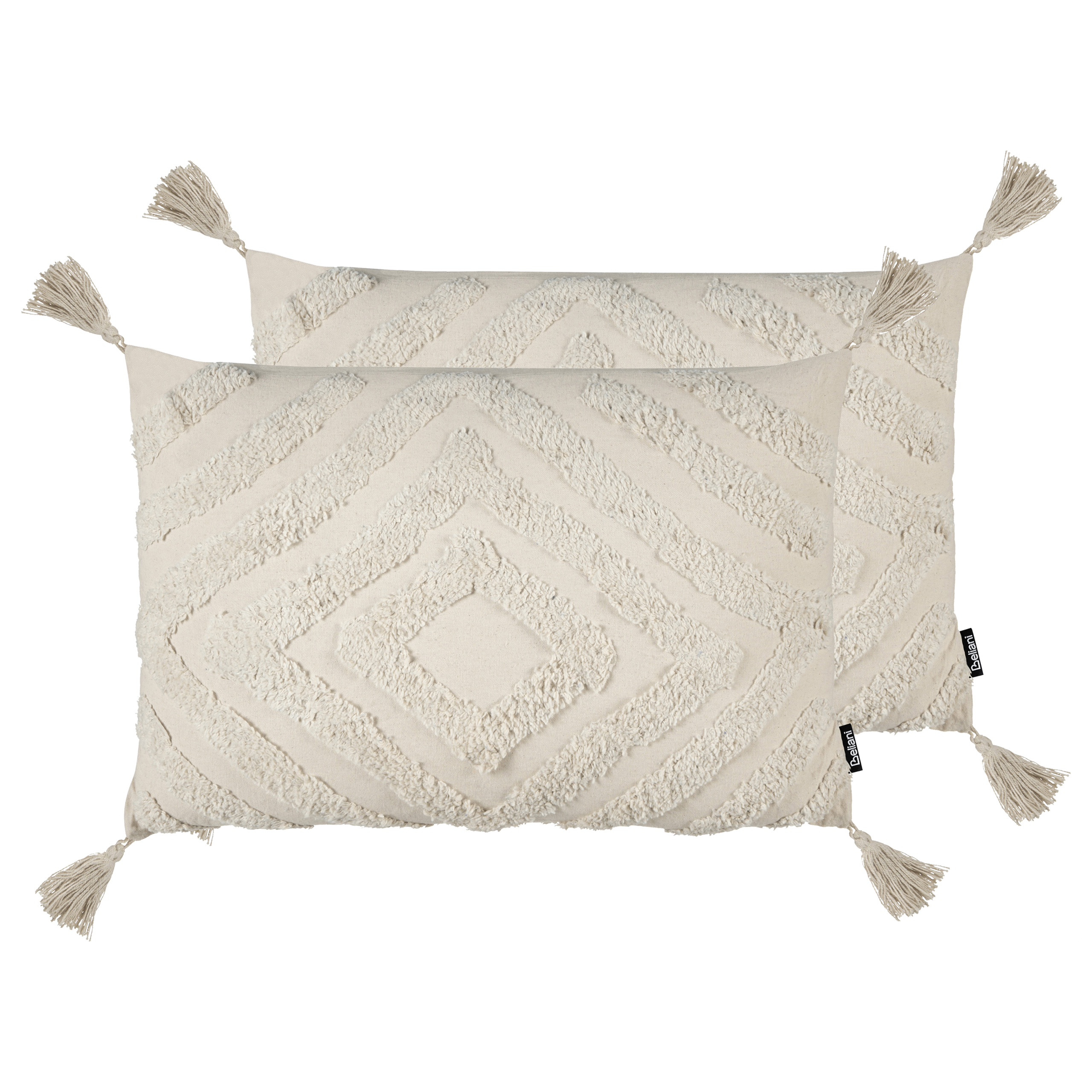 Koristetyynysetti 2 kpl CRATAEGUS 40 x 60 cm Puuvilla Vaaleanbeige Geometrinen kuvio