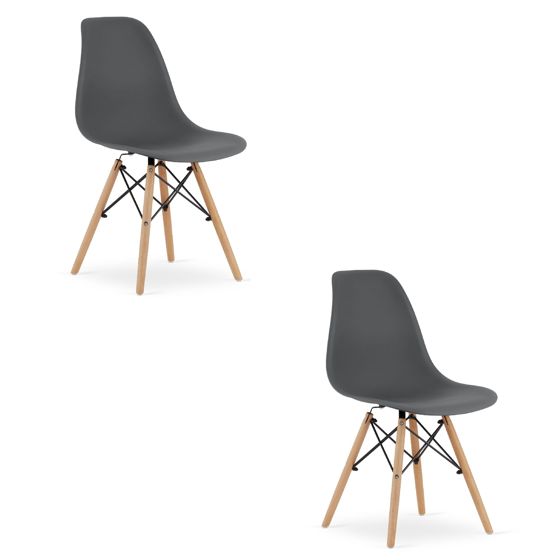 OSAKA-tuoli tummanharmaa, luonnonväriset jalat (2 kpl)