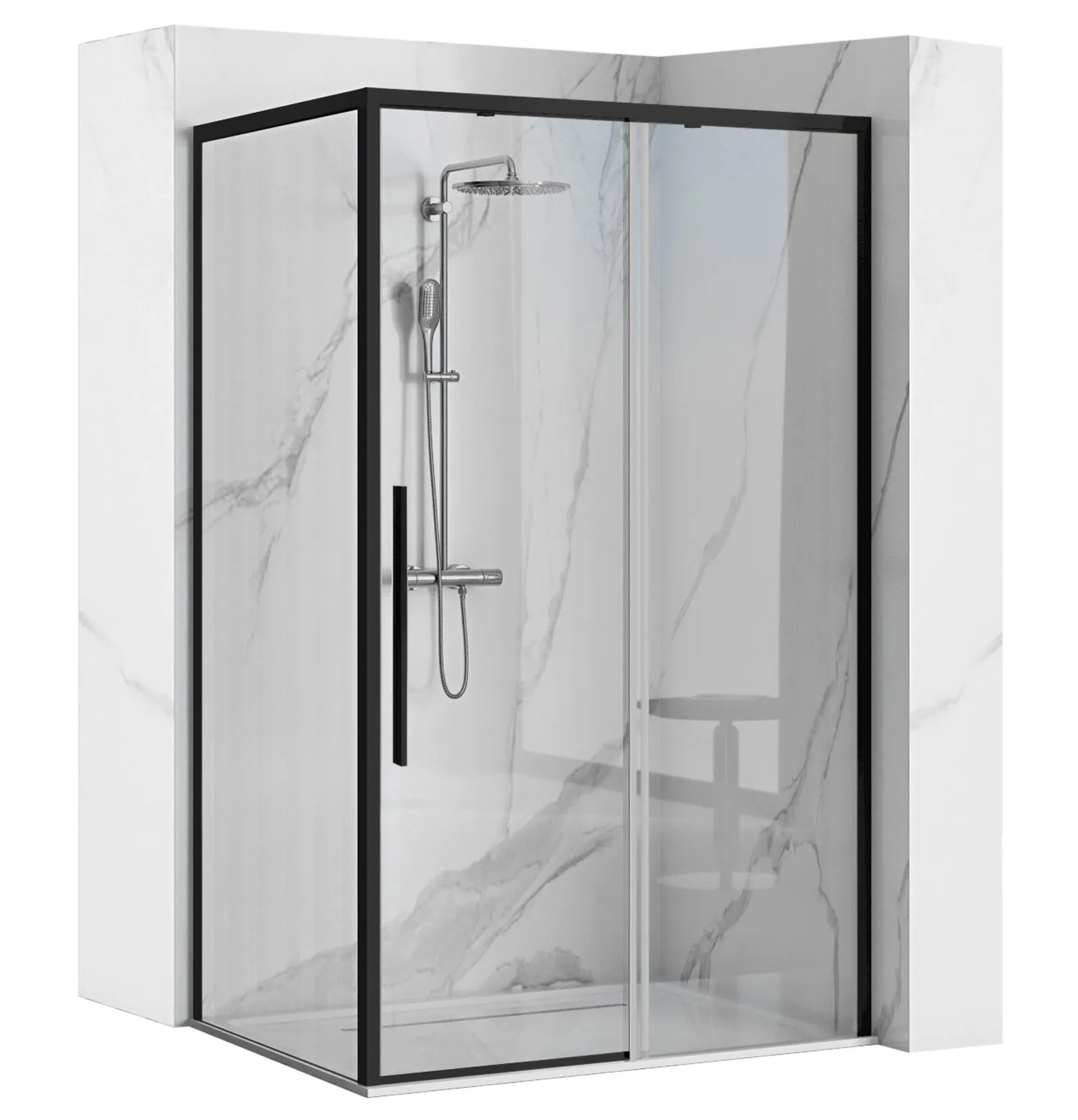 REA Suihkukaappi SOLAR 90x90 musta, 90X88, 5X195CM