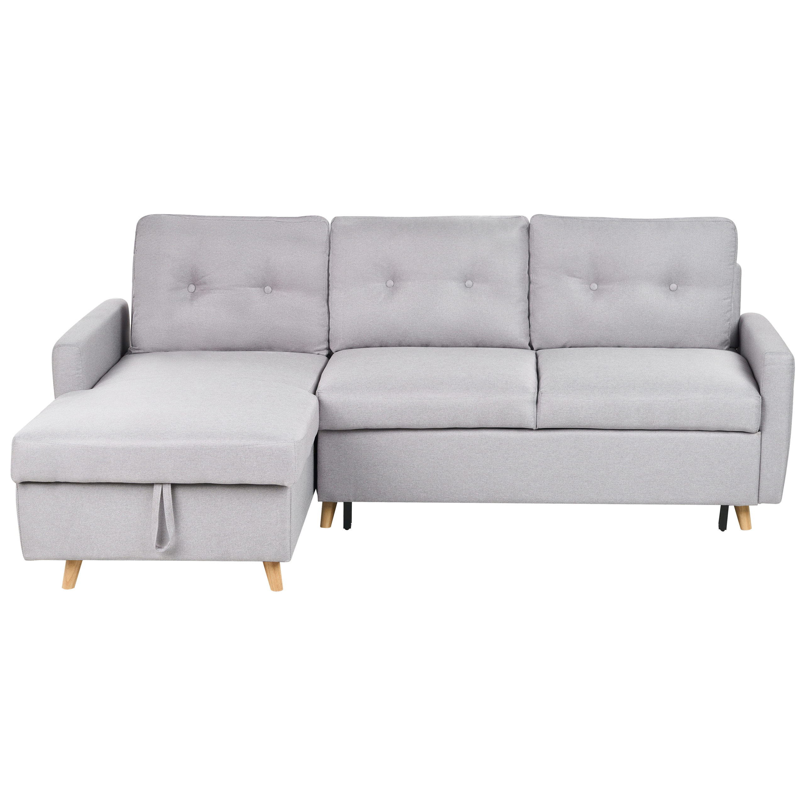 Kulmavuodesohva FLAKK kangas Vaaleanharmaa säilytystila 4-istuttava Oikea