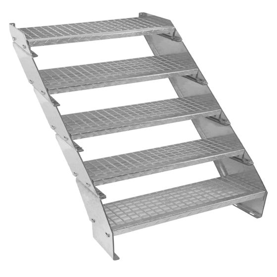 Säädettävät 5-osaiset galvanoidut portaat - 900 mm leveät