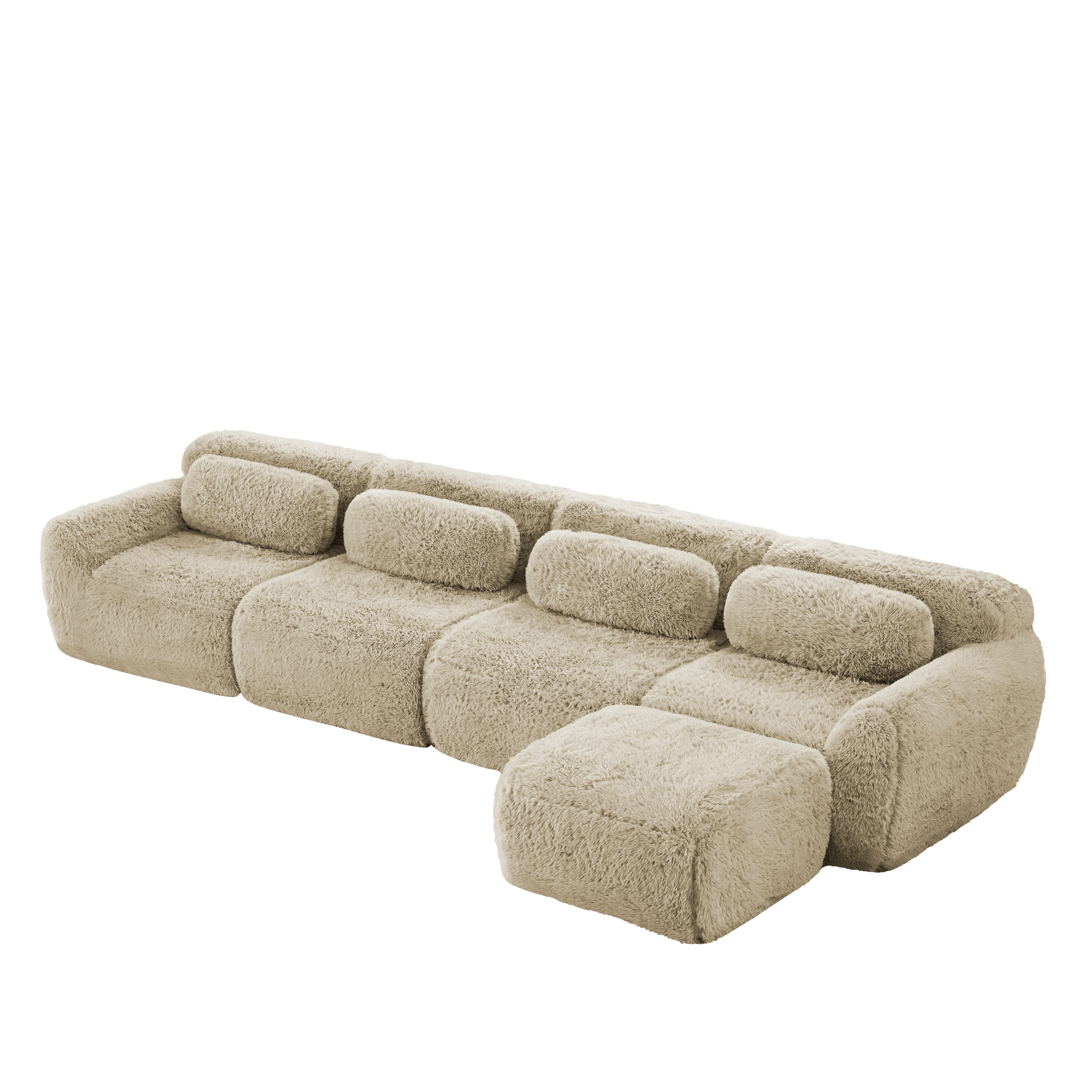 moduulisohva 4-paikkainen light khaki plush moderni säädettävä