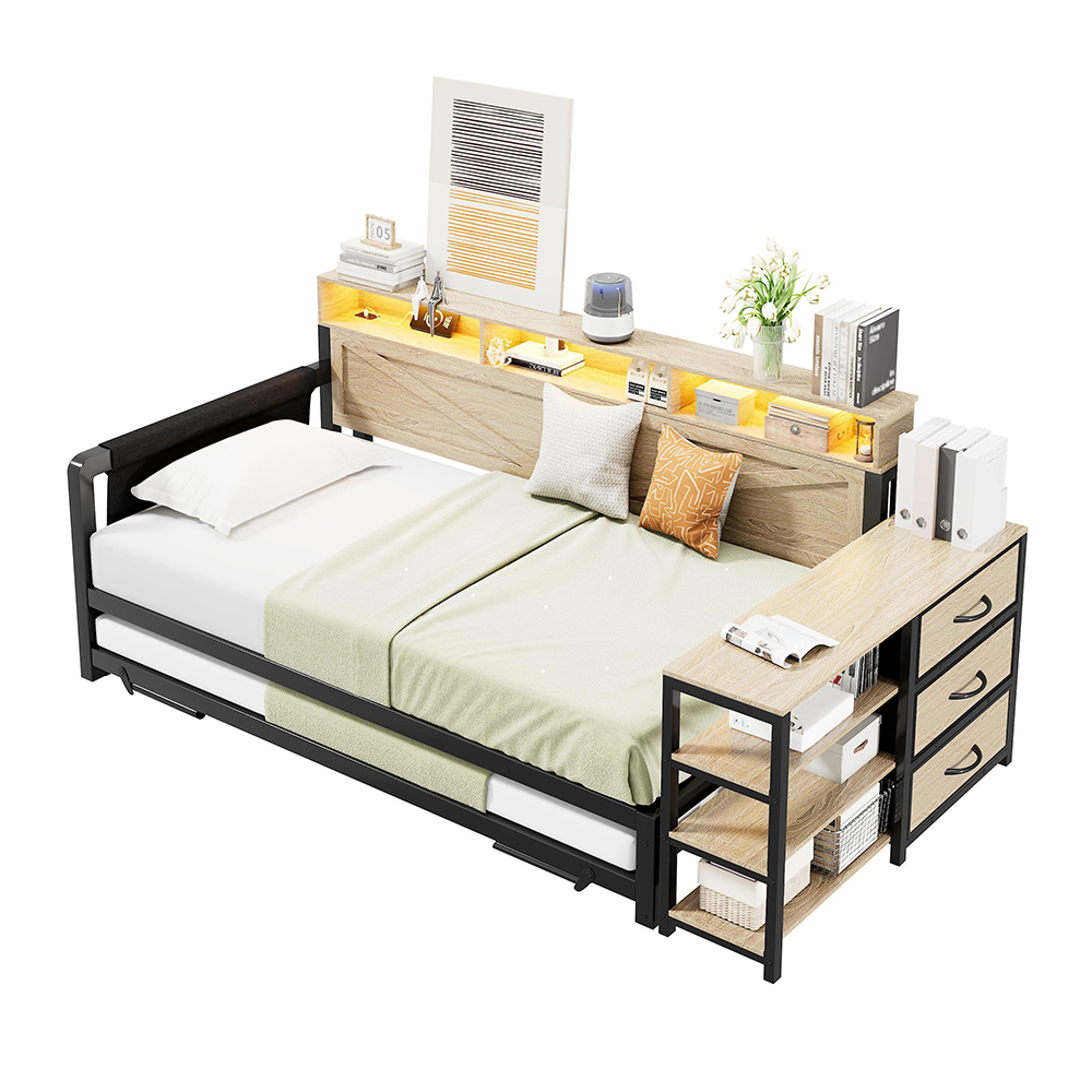 Ulosvedettävä sänky 90 x 200 cm, musta metalli