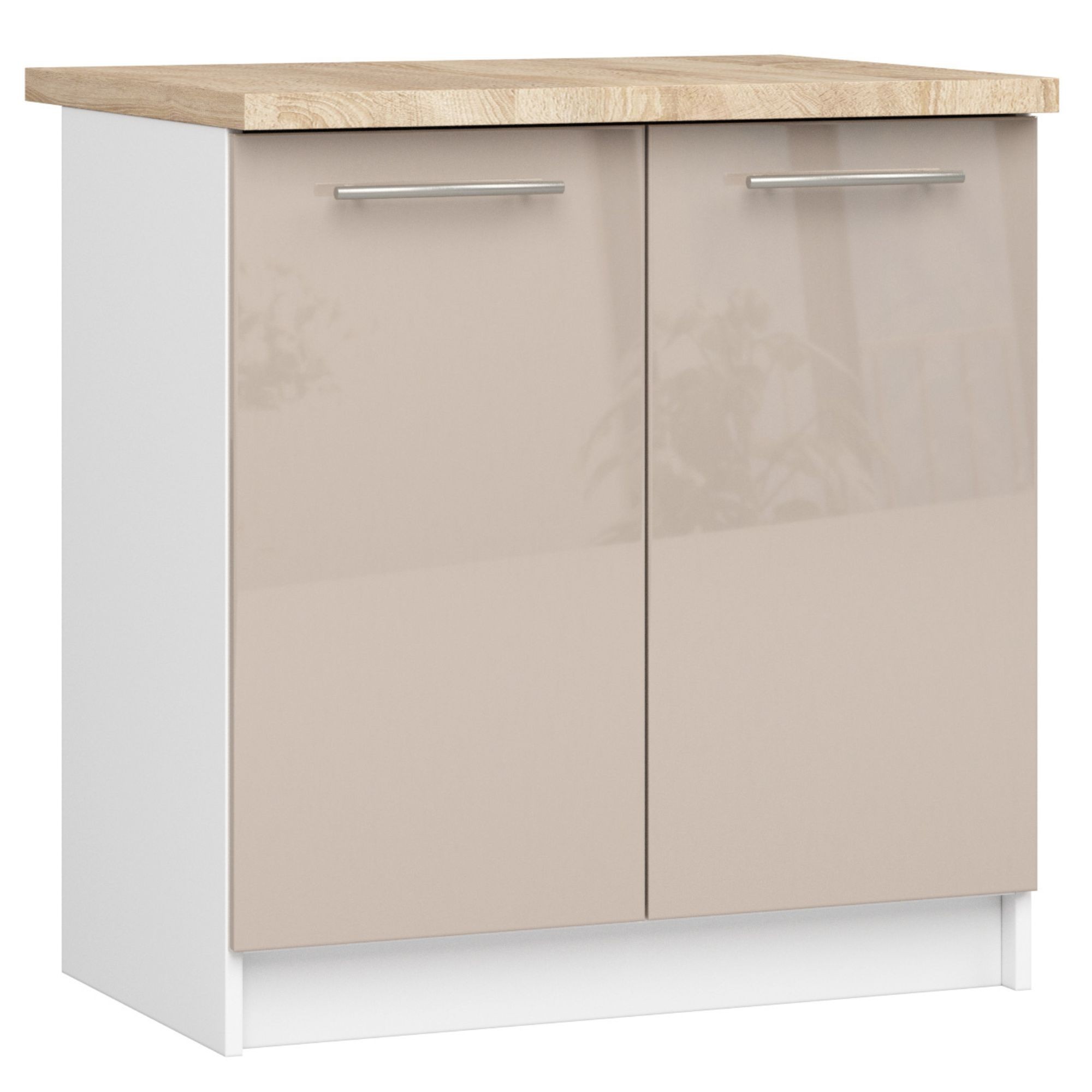Akord Oliwia Keittiökaappi 2-ovinen Valkoinen/Cappuccino Korkeakiilto Tasolla 80x46x85