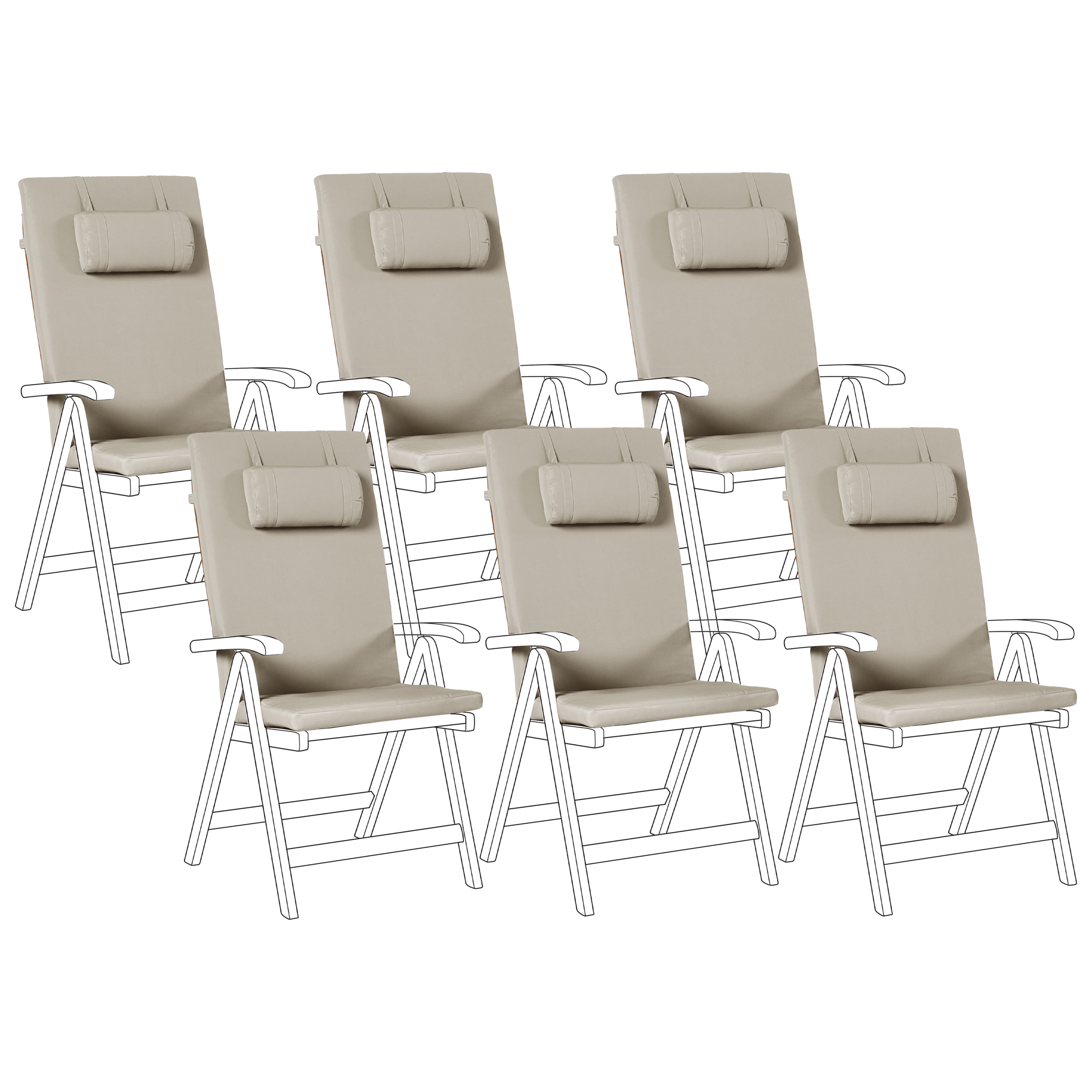 Selkä-/istuintyynysetti 6 kpl JAVA/AMANTEA PREMIUM 50 x 70 cm Ruskeanharmaa