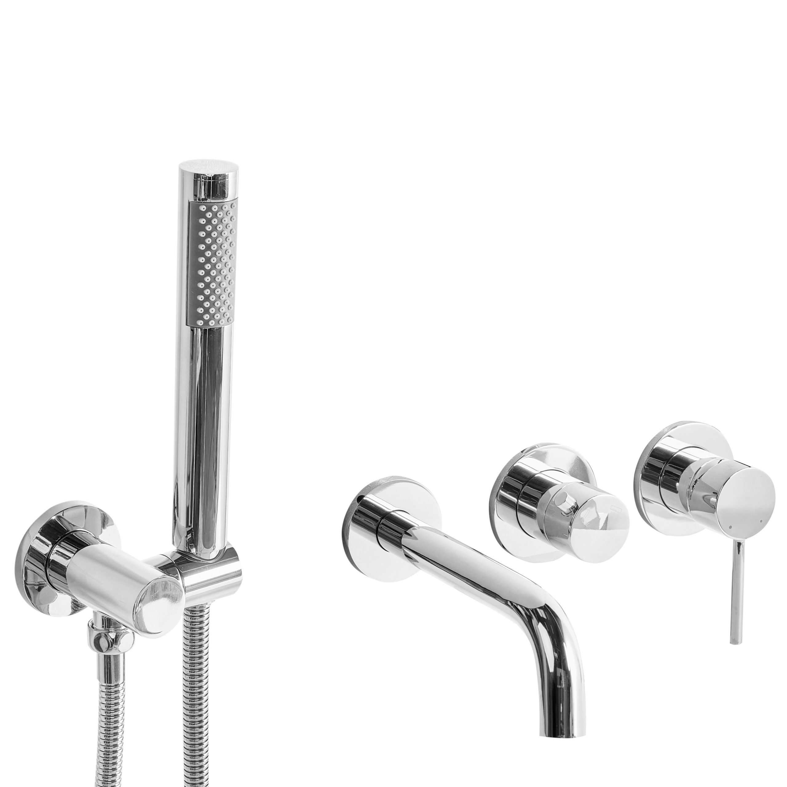 Seinään kiinnitettävä amme- ja suihkuhana JAVIRA Hopea