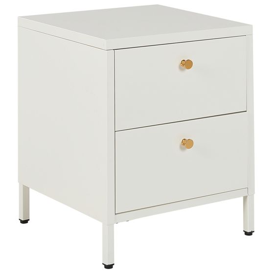 Yöpöytä 2 laatikolla KYLEA metalli Valkoinen